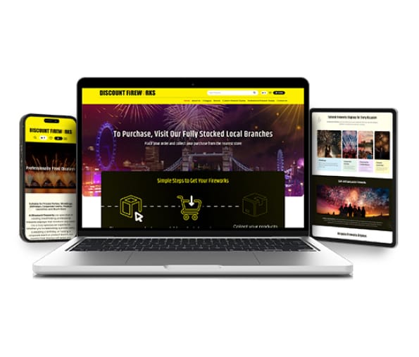 Ecommerce website design for a fireworks business by Unified Web Services, Essex