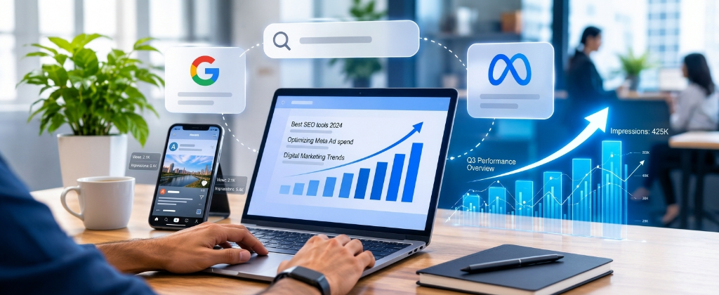 Website traffic from Google search and meta.